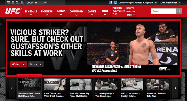 Gustafsson on UFC home page