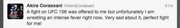 Corassani Can't Take UFC 156 Fight