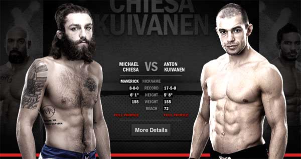 Chiesa Versus Kuivanen Tonight in California