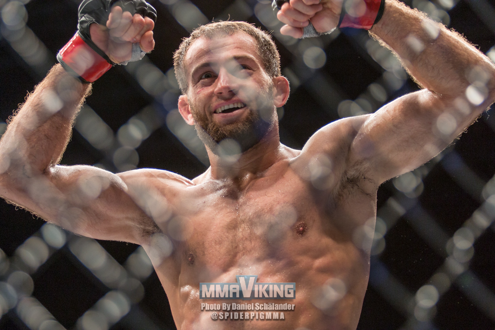 Taisumov after knocking out Alan Patrick Solva Alves in at UFC Fight Night 69 in Berlin