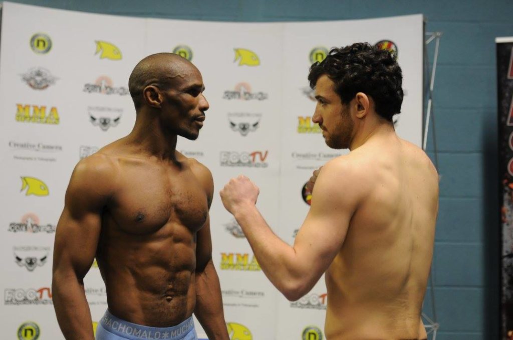 Martin Fouda and Aaron aby at the Full Contact Fighter 15 weigh-ins.